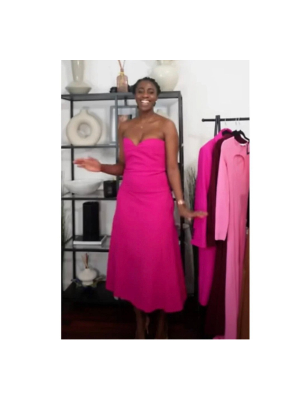ZARA WOMAN BUSTIER MIDI BUSTIER DRESS Strapless FUCHSIA HOT PINK size XS - Picture 5 of 15